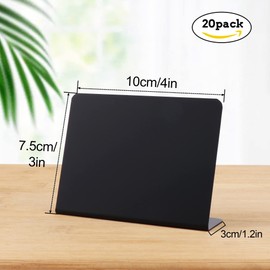 Pack of 20 Mini Chalkboard Set, Mini Boards, Plastic Buffet Signs for Price Tags, Bakery, Cafe, Wedding Table, Party Board, Kitchen Decoration, 10 x 7.5 cm