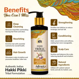The Indie Earth Indie Tribal (Adivasi) Hair Shampoo Infused with 25+ powerful ingredients, Deep Cleanses Strengthens & Fortifies Hair Naturally Based on Hakki Pikki Tribe’s Hair Care Formulation