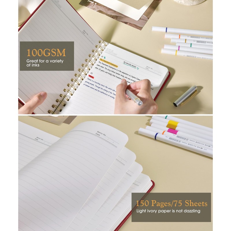 Lined Spiral Journal Notebook, A5 Hardcover Spiral Journals for Women