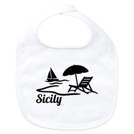 Huuraa Baby Lätzchen Sicily Italien Geschenk White Bio Baumwolle Sicily Präsent