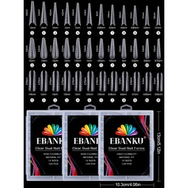 EBANKU 360 Pieces Clear Full Cover Dual Nail System Shape 3 Shapes Dual Nail System Acrylic Nail Extension Tips Nail Art Manicure Tools DIY
