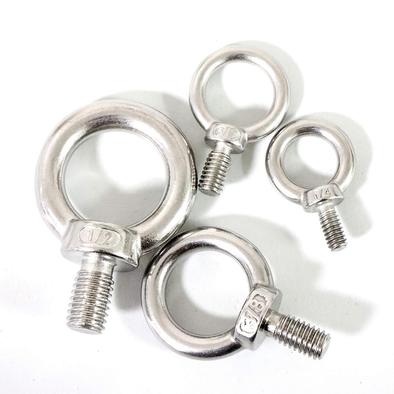 Qlvily 4 Packs 316 Stainless Steel 3/8" UNC Eye Bolt,