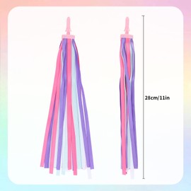 Kid's Rainbow Bike Streamers For Girls Boys, 2 PCS Childrens Baby's Colorful Handlebar Bicycle Grips Tassel Ribbons,Carrier Accessories Easy Attach To Scooter's/tricycle's/bike's Handlebars -Purple