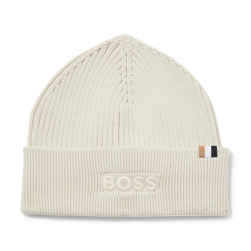 BOSS Magico Ribbed Mixed Material Beanie, Milky Way, One Size