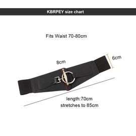 QKEPCY Women's Wide Belt for Dress Elastic Waist Belt Woman Vintage Waist Belt Cinch Belt, Women's Waist Belt, Shirts Elastic Dress Belt Stretch with Golden Buckle, black