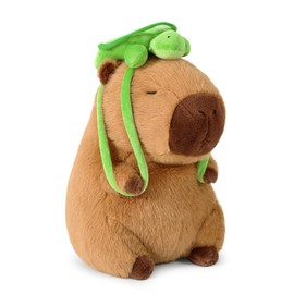 shownicer Plush Toy Capybara Cuddly Toy with Turtle Stuffed Toy Kawaii Capybara Plush Cushion Toy Throw Pillow Gift for Children Girls 3+ Years (Turtle, 25 cm)