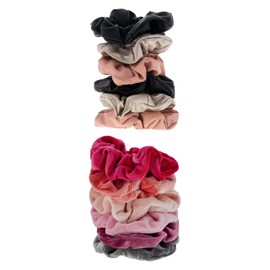 12 Pack Bundle Faux Leather & Velvet Hair Tie Scrunchies | Multiple Colours Included