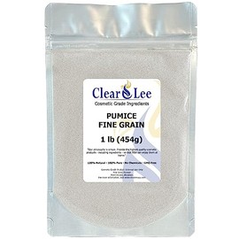 ClearLee Cosmetic Grade Pumice - 100% Pure Natural Grain/Powder - Great for Skin Exfoliation in DIY Soaps, Masks, Scrubs for Face, Body, Foot (1lb, Fine Grain)