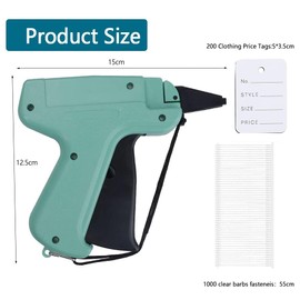 Dorkis Kit de Pistola de Etiquetado, Etiquetas de Ropa Y Etiquetas de Precio Pistola, Pistola de Etiquetado para Ropa (1000 Púas, 5 Agujas de Metal, 200 Etiqueta de Precio de Ropa)