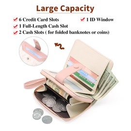 GAEKEAO Womens Wallet Slim Thin RFID Blocking Floral Leather Card Holder Bifold Long Ladies Wallet with Zipper Pocket