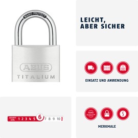 ABUS 64Ti/60 60mm Titalium Padlock Keyed Alike KA6608