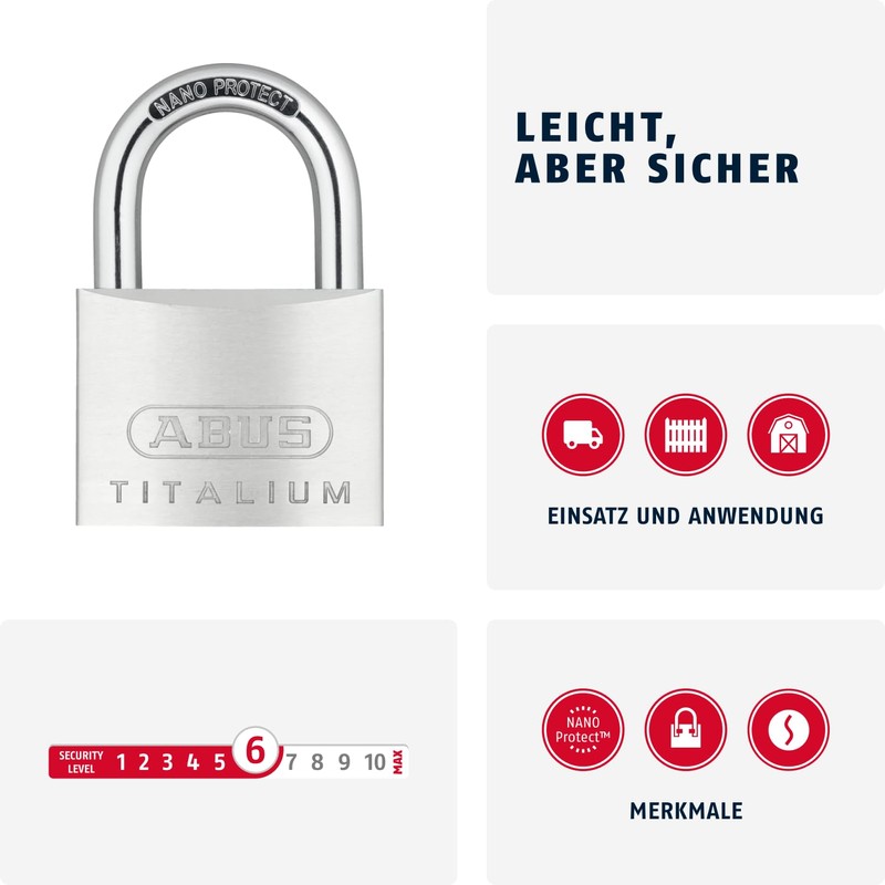 ABUS 64Ti/60 60mm Titalium Padlock Keyed Alike KA6608