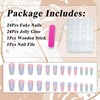 Mkwntg Ballerina Press-on False Nails Medium Length 24Pcs, Pink, Blue