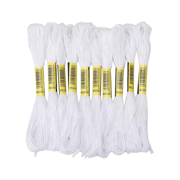 Premium Embroidery Threads – 24-Piece White Silk Fiber Kit for