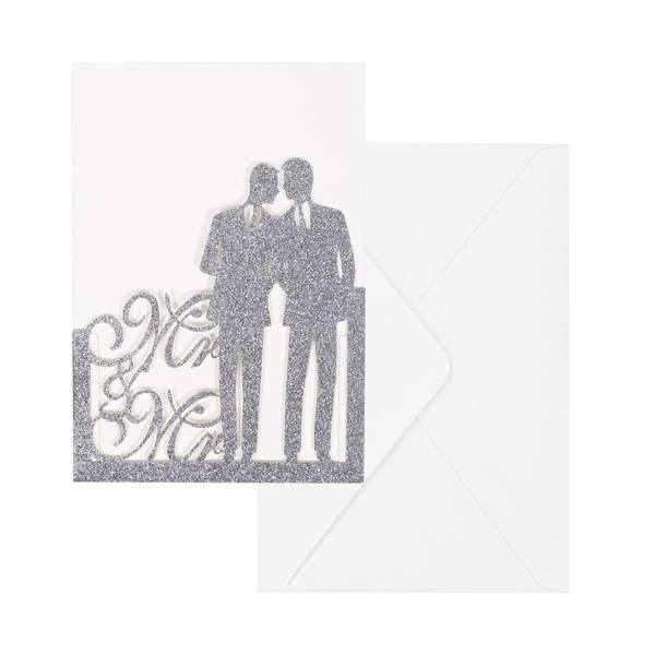 Mr and Mr Gay Wedding Card, Mr and Mr Wedding Day Card Congratulations, Same Sex LGBT Wedding Card Anniversary, Valentine’s Day Card, Dark Grey
