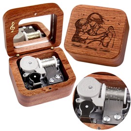 Sinzyo Vintage Wood Carved Mechanism Musical Box Wind Up Music Box Gift for Christmas Merry Go Round of Life Music Box(Musical Note Rosewood Box)