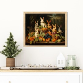 Oil Painting Kits for Adults, a Group of Rabbits Eating Vegetables, Painting by Numbers Kits on Canvas, Art Craft Painting Kits Gifts for Home Wall Decor, 40x50cm