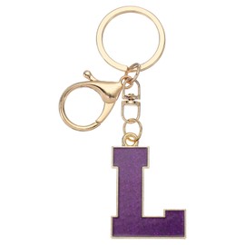 PATIKIL Initial Letter Keychain, Alphabet Letter Bag Charm Car Keyring Letter L Pendant Charm Key Chain for Key Wallet Purse Handbag Backpack, Purple