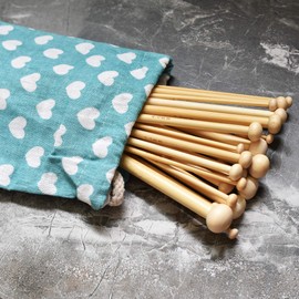 Celley 18 Pairs Smooth Bamboo Knitting Needles with Pouch (9 3/4 Inches Length, Sizes US 0 to US 15)
