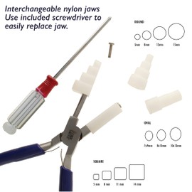 The Beadsmith Stepped Plied with Interchangeable Nylon Jaws – 6.5 Inches (165mm) – Comfort Grip Handle with Double Leaf Springs – Jewelry Making Tool for Bending & Shaping Wire