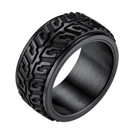 U7 Thumb Worry Ring Spinning For Fidget Men Women Stainless Steel Black Large Rings