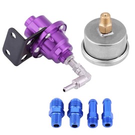 Fuel Pressure Regulator, Universal Adjustment Fuel Line Hose Pressure Gauge, Aluminum Pressure Regulator for Automobiles(Purple)