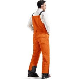 FREE SOLDIER Men's Insulated Waterproof Snow Bibs Ski Overalls(Orange,M/32L)