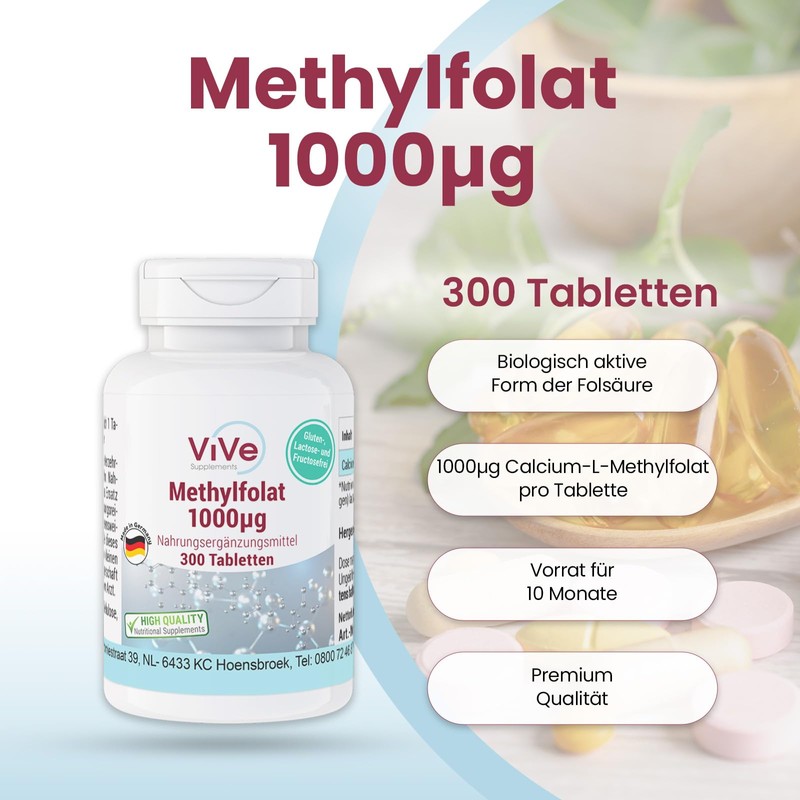 Methylfolate 1000μg - 300 Tablets - Easy to Swallow -