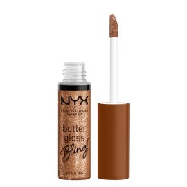 NYX Professional Makeup Butter Gloss Bling Tono Me in Gold (café), 8ml - Brillo labial con un toque ligero de color y mucho brillo, labios hidratados, acabado suave y cremoso, fórmula vegana