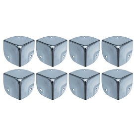 HMF 14966-09 Metal Corner Protectors for Suitcases | Pack of 8 | 40 x 40 x 40 mm | Galvanised Silver