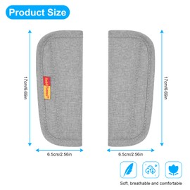 URAQT Car Seat Belt Pads, 2 Pack Baby Stroller Car Seat Strap Covers, Universal Harness Pads, Backpack Shoulder Pad, Multifunctional Seat Belt Pad Cover for Newborns Infants and Kids (Dark Grey)