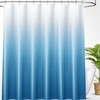 OLANLY Luxury Peacock Blue and White Ombre Shower Curtain Sets
