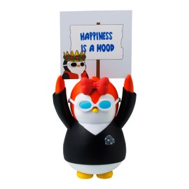 Pudgy Penguins NFT Positive Penguin - Black Shirt - 5 Inch Premium Molded Figurine Toy Holds Cards with 8 Inspirational Affirmation Messages - Perfect for Your Desk, Table or Night Stand
