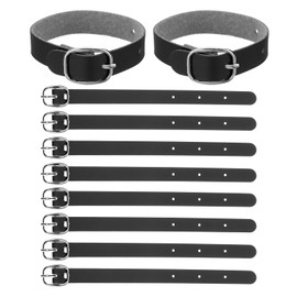 PATIKIL Luggage Tag Strap, 10 Pcs PU Leather Extender Buckle Straps Luggage Tag Luggage Strap Tag Holder Adjustable for Suitcase Hanging Accessories Travel, Black