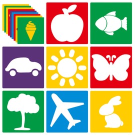 24 Pieces Stencils for Kids,Large Drawing Stencils Chalk Template,8 Inches Washable Shape Template Kit for Crafts,Painting Drawing for Kids Toddlers Preschool(Primary, 8 inch)