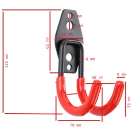 botle Set 3 Stck. Wandhaken, Werkzeughaken, für Elektrowerkzeuge, U-förmig 7cm, stabil mit PVC-Ummantelung, für Garage, Schuppen, Haken für Kleide und Farbrolle, Doppelhaken, Tragkraft bis 40 kg