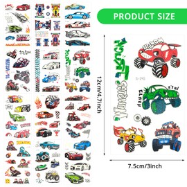 Luminous Tattoo Children 12 Sheets Children's Tattoo Boys Luminous Tattoo Stickers Glitter Children's Racing Car Tattoos Sticker Luminous Vehicle Children's Tattoos Waterproof Luminous Tattoo