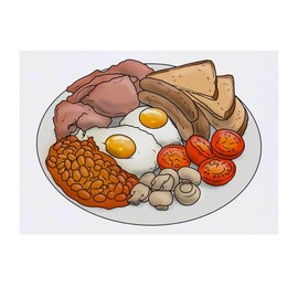 'Full English Breakfast' Temporary Tattoo - Water Resistant, Skin-Safe, Non-Toxic Transfer (TO00058205)