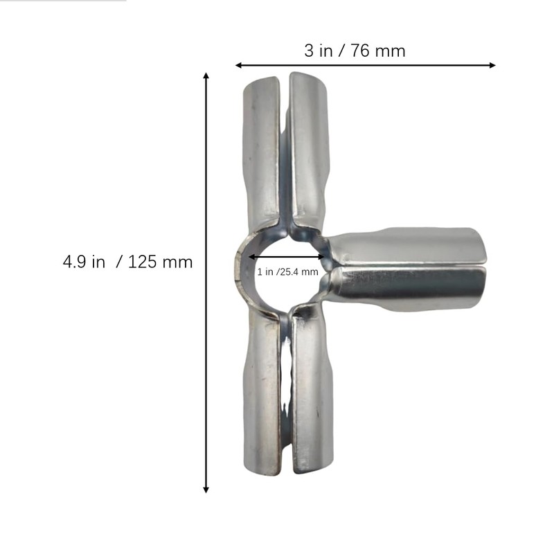 Pipe Connector, 4-Way Metal Clamp Fittings, Fit for 1" (O.D.