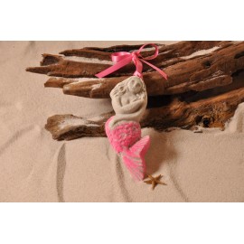 MERMAID Hot Pink Made with Sand Tropical Beach Ornament