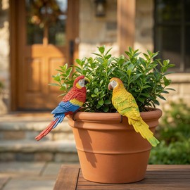 Yungeln 2 Pack Parrot Garden Decor Hanging Parrot Statue,Cute Garden Parrot Outdoor Decor for Flower Pots, Indoor Shelf & Patio, Funny Parrot Ornament Gift for Flower Pot Garden Decor