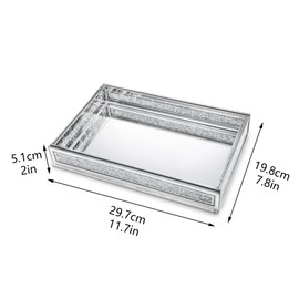 KANPURA Mirrored Crystal Tray Perfume Vanity Tray Glass Rectangle Makeup Tray Jewelry Organizer Tray for Bathroom Bedroom Dressing Table Decor