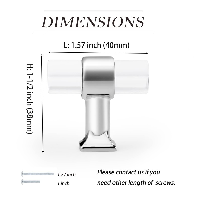 Probrico 10 Pack Clear Acrylic Cabinet Handles Single Hole Door