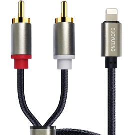 DUOYUTING RCA Audio Cable, iOS Phone to 2 Male RCA Stereo Audio Y-Adapter for iPhone/Sound Box/Amplifier/Home Theater etc. (6.2ft)