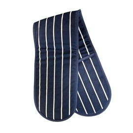Navy Striped Double Oven Glove 100% Cotton Kitchen Cooking Mitt Pot Holder