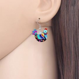 WEVENI Acrylic Cute Hen Chicken Earrings Pendant Jewellery for Girls Women Gifts Charms, enamel, No Gemstone