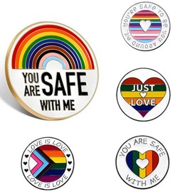 5pcs Pride Pins For Women Men Rainbow Enamel Brooch For Bag Trendy Jewelry (Colorful)