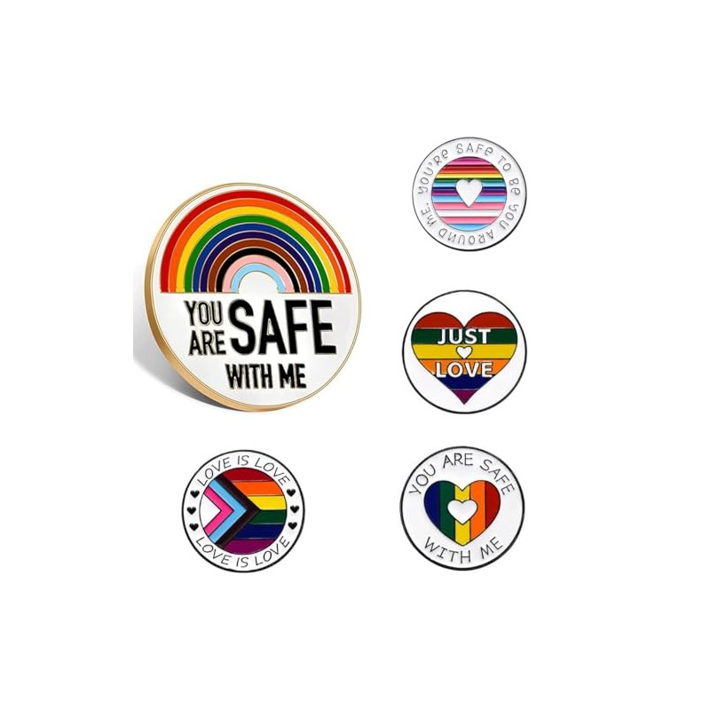 5pcs Pride Pins For Women Men Rainbow Enamel Brooch For