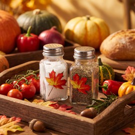 Newtay 2 Fall Maple Leaves Salt and Pepper Shaker Set Autumn Kitchen Decor