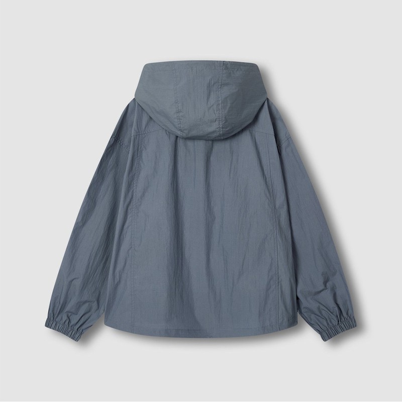 JAJU [JAJU] Women's Crisp Hood Short Jumper_Blue Grey